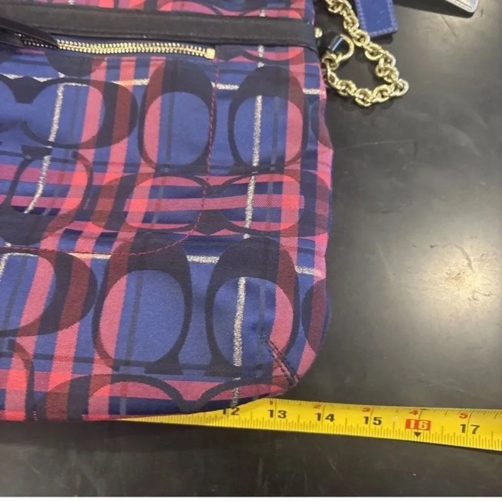 Coach Poppy Tartan Handbag with 3 Hang Tags Chain Handles Jewel Tone F15228 EUC